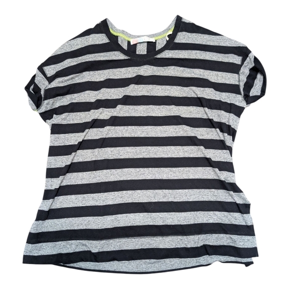 Free People Beach Black Gray Striped T-Shirt Women's Small Oversize - Picture 1 of 6